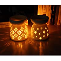 Queta Quemador Aceites Esenciales- 2 pcs Quemadores Cerámicos de Aceites Esenciales con Candelero para Decoración de…